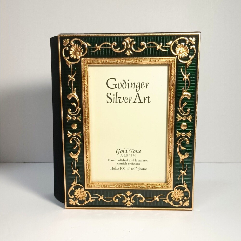 Godinger Silver Art Baroque Gold Tone Red Brown Epoxy 4x6 Photo Album 100 Photos